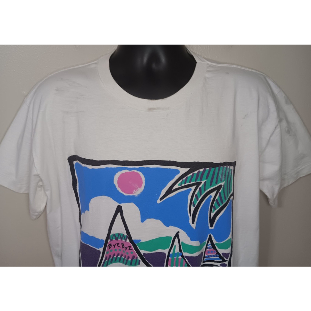 Vintage 80s Cozumel Adult XL T-shirt Single Stitch Tee 1989 Bye-Bye Distressed - Picture 2 of 12